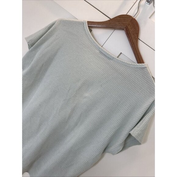 Waffle Button Front Top Blouse Womens Small Tie Front - Picture 8 of 8